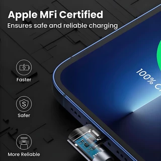 Ugreen PD20W สายเคเบิลไนล่อนถัก มุมขวา 90 องศา MFI USB-C สําหรับ iPhone 13 12 11 8 Pro Max
