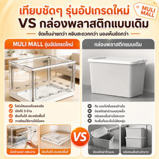 MULI กล่องเก็บของพับได้ 150L เปิดได้ 5 ด้าน กล่องเก็บเสื้อผ้าใส่ของเล่น วัสดุ PP ปลอดภัย พลาสติกใส วางซ้อนได้