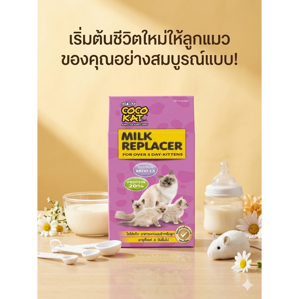 นมโคโค่แคท COCO KAT Milk Replacer นมกล่องชมพู