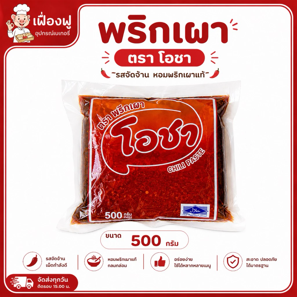 *ส่งจริง🚚ส่งไว⚡️พร้อมส่ง✅*พริกเผา โอชา ขนาด 500 กรัม🌶️