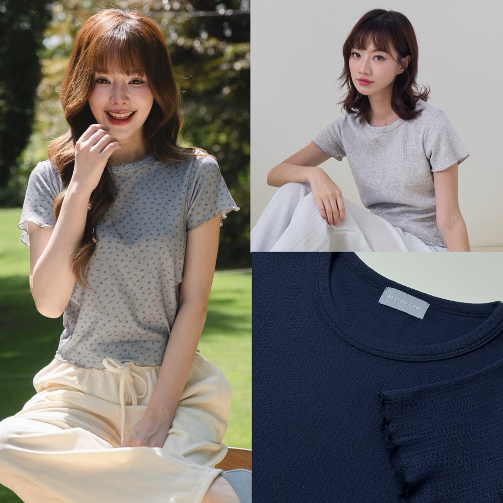 88story.th - Lucy top พร้อมส่ง เสื้อยืดเย็บระบาย (มีหลายแบบ)