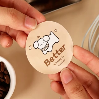[ส่งฟรี] 500ดวง💙 สติ๊กเกอร์แก้วกาแฟ สติ๊กเกอร์ฉลากสินค้า สติกเกอร์เครื่องดื่ม 3/5cm ฉลากสินค้า สติ๊กเกอร์ลายการ์ตูน C.1
