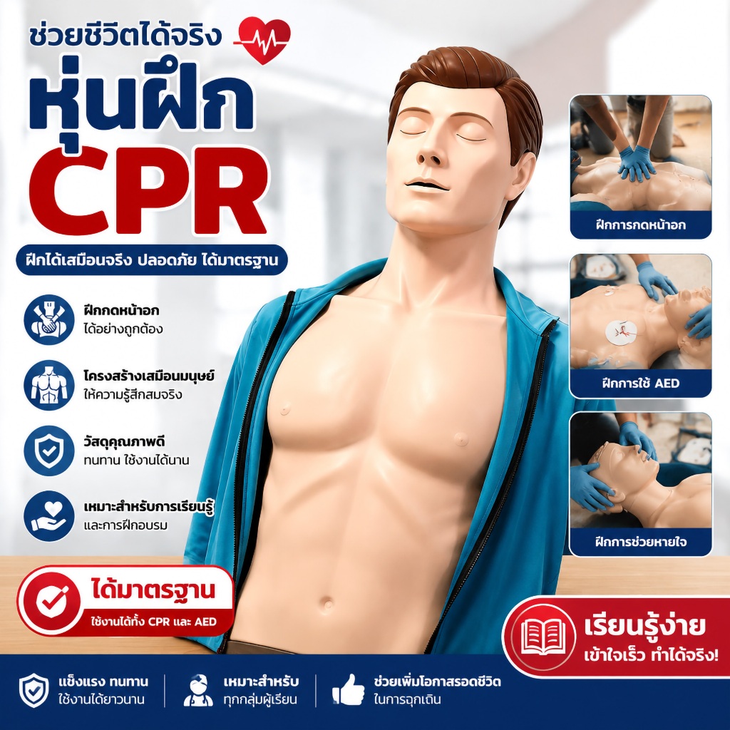 หุ่นcprผู้ใหญ่ Cpr manikin ผู้ใหญ่ครี่งตัว หุ่นหุ่นcpr ใช้ฝึกสอนทำ cpr Half-body Medical ความยาว 70ซ
