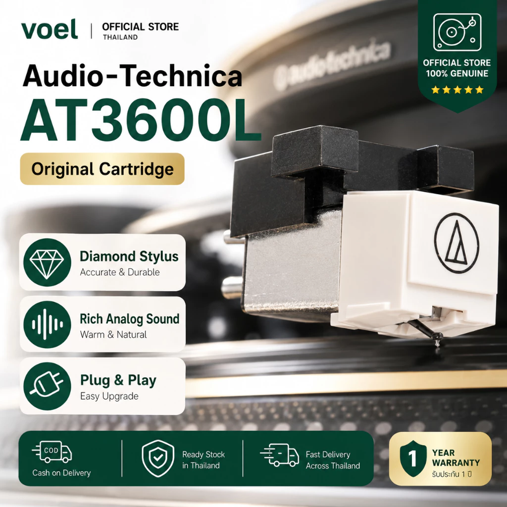 Voel ตลับสไตลัส AT3600L ย้ายแม่เหล็กสำหรับเสียงเทคนิค AT-LP60 LP3 PL300