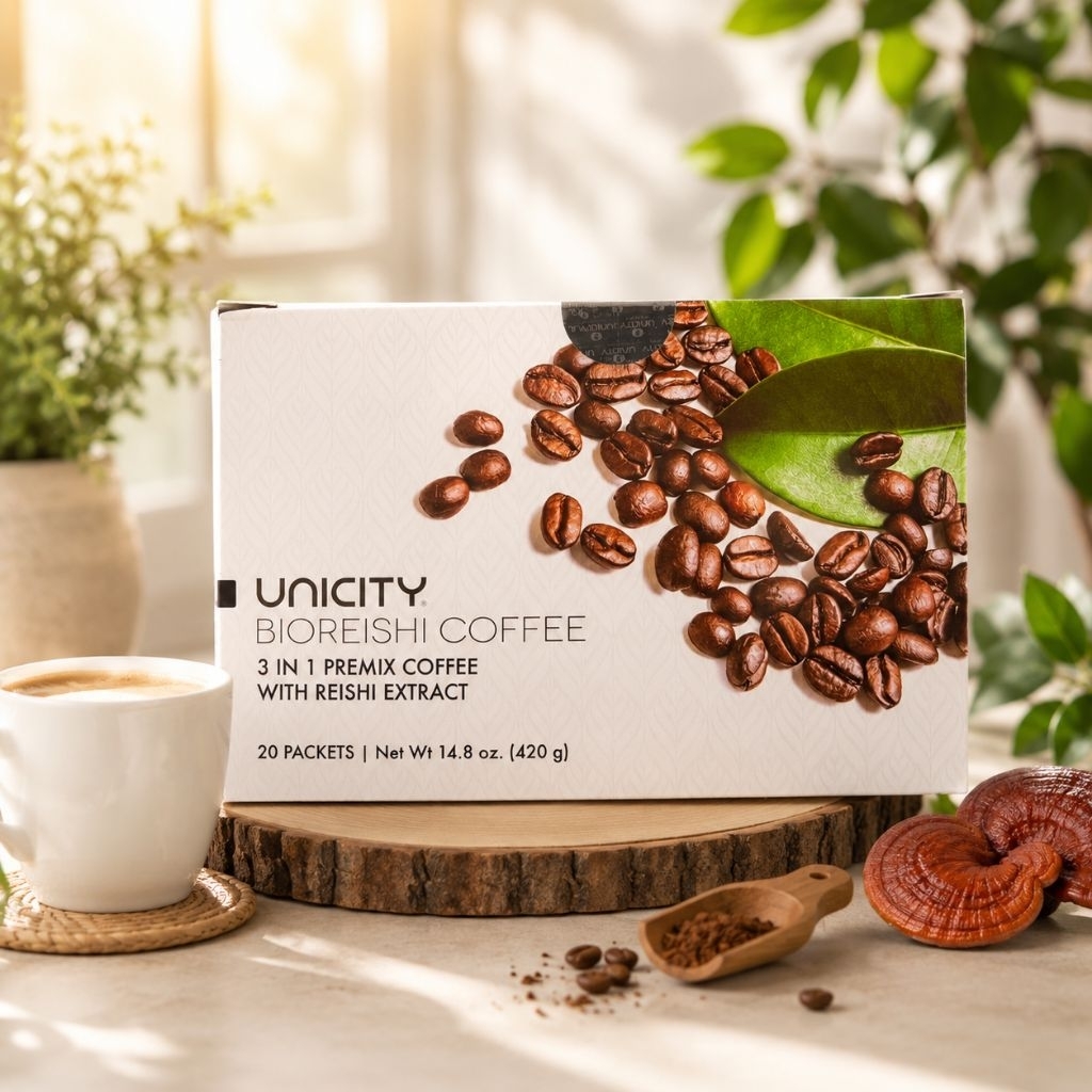 Bioreishi coffee unicity ผลิตภัณฑ์กาแฟหญ้าหวาน(สินค้านอก)