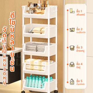 MULI【ซื้อ 1แถม 1】 ชั้นวางเอนกประสงค์ 2/3/4 ชั้นวางของพลาสติก แถมตะขอ ด้านบนดีไซน์สองแบบ