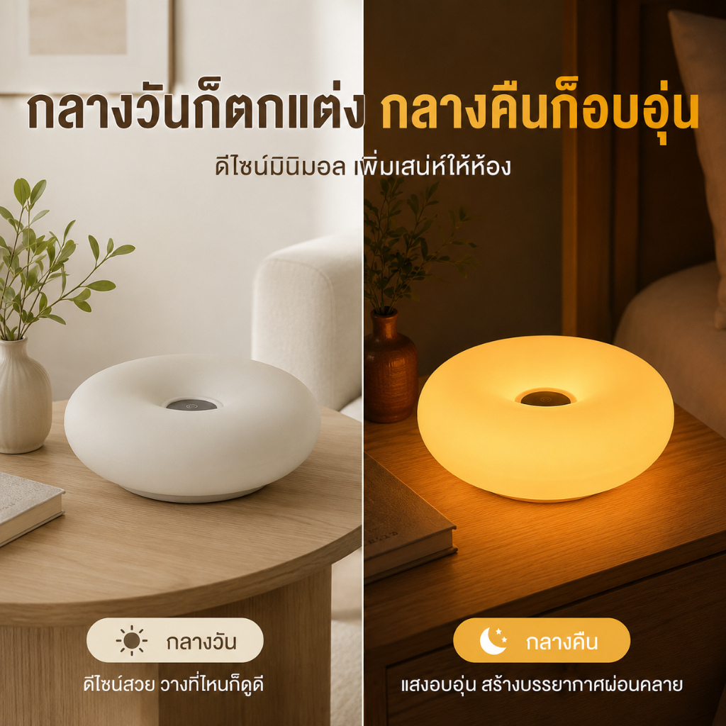 ส่งจากไทยโคมไฟตั้งโต๊ะรูปโดนัท แหล่งกำเนิดแสง LED รูปที่ 6