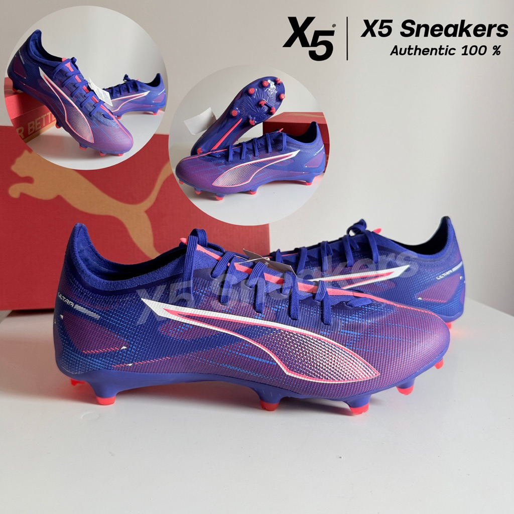 PUMA ของแท้ 100% Ultra 5 Match FG/AG สีม่วงน้ำเงิน