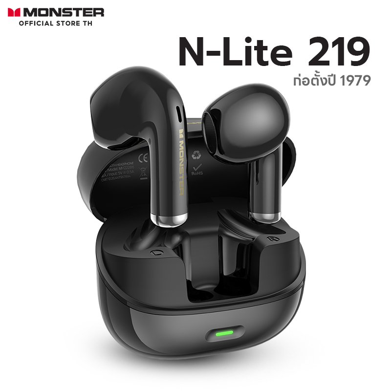 Monster N-Lite 219 หูฟังบลูทูธไร้สายแท้ กันน้ำกันเหงื่อ｜แบตเตอรี่ใช้งาน 32 ชั่วโมง｜ตัดเสียงรบกวน ENC