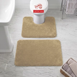 EXPRESS CARPET พรมห้องน้ำ2ชิ้น 45x70cm+ตัวU50x60cm พรมเช็ดเท้าหนานุ่ม+พรมชักโครก มีกันลื่น ซักได้