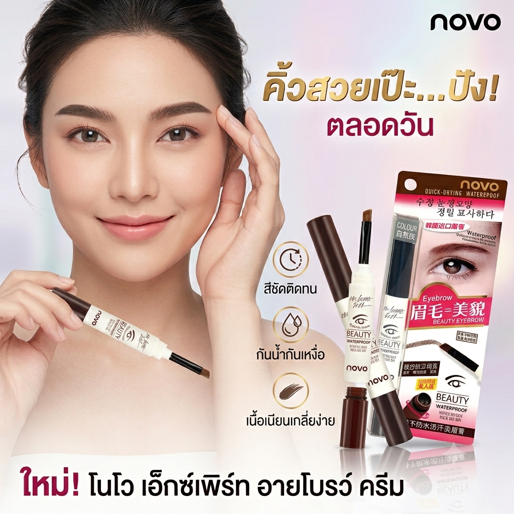 Novo Eyebrow Cream #5068 : โนโว อายโบรว์ ครีม เจลเขียนคิ้ว