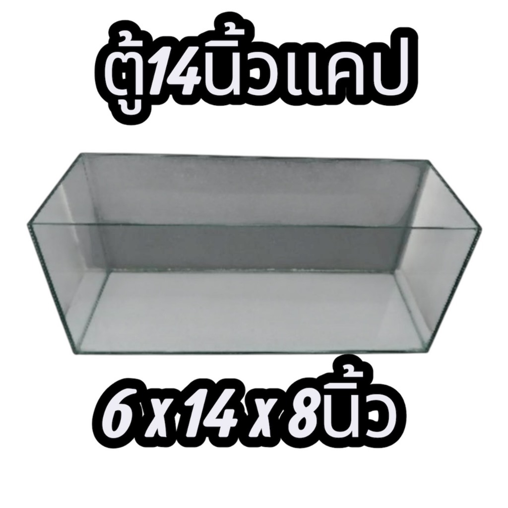 ตู้ปลาพร้อมฝาตะแกง ตู้ปลามีฝาปิด 14 นิ้วทรงแคบ 6x14x8 นิ้วงานระเอียดกระจกใส