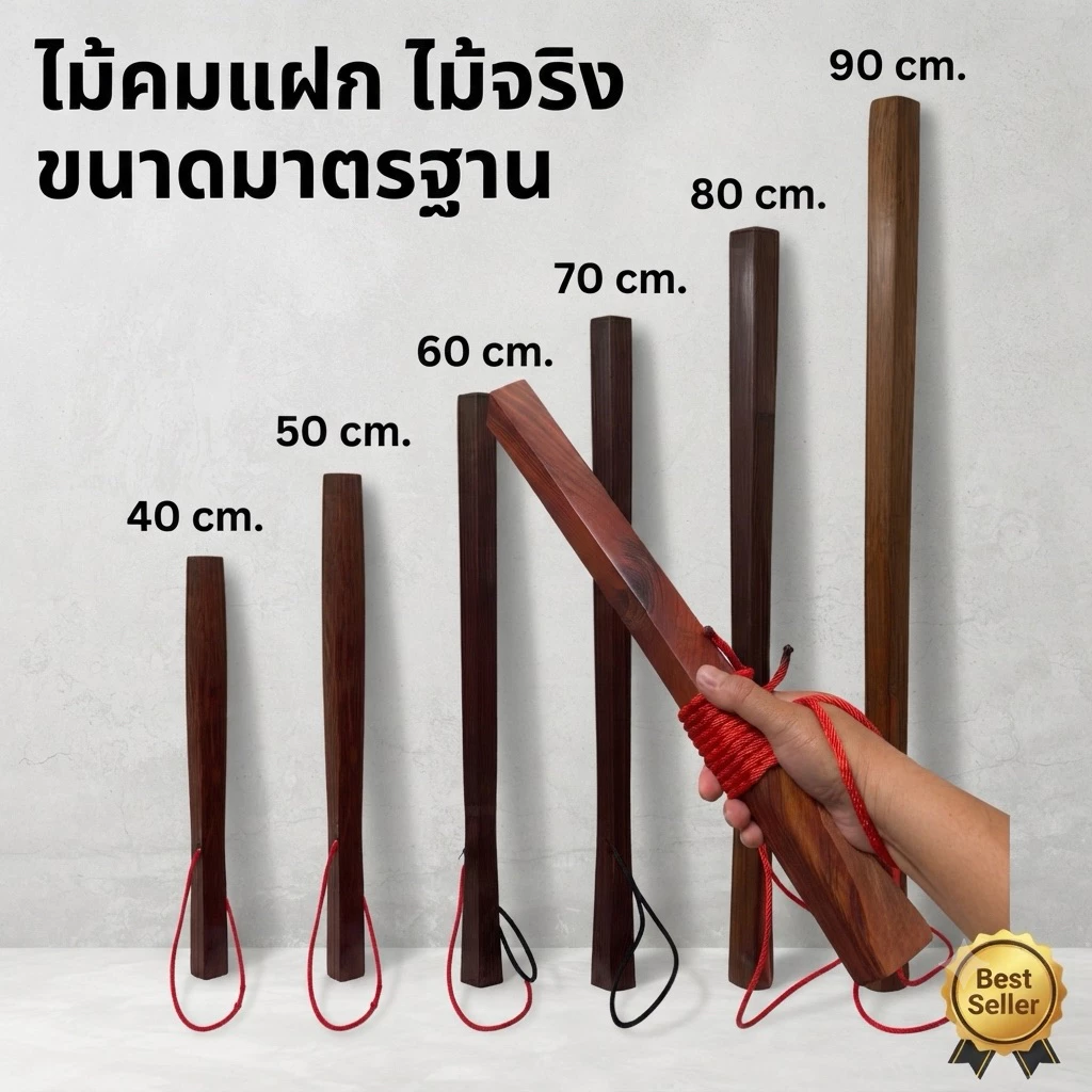 ไม้คมแฝก มะค่า ประดู หรือ เนื้อแข็ง อื่นๆ (ยาว 40/60/70/80 /90ซม.) 1 เล่ม