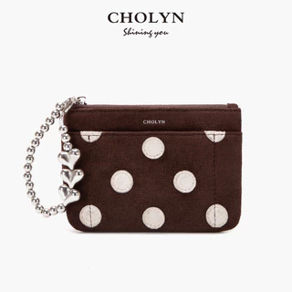 กระเป๋าเงินรุ่นใหม่ พกพาสะดวก polka dot หนังลิ้นจี่ รหัส-9