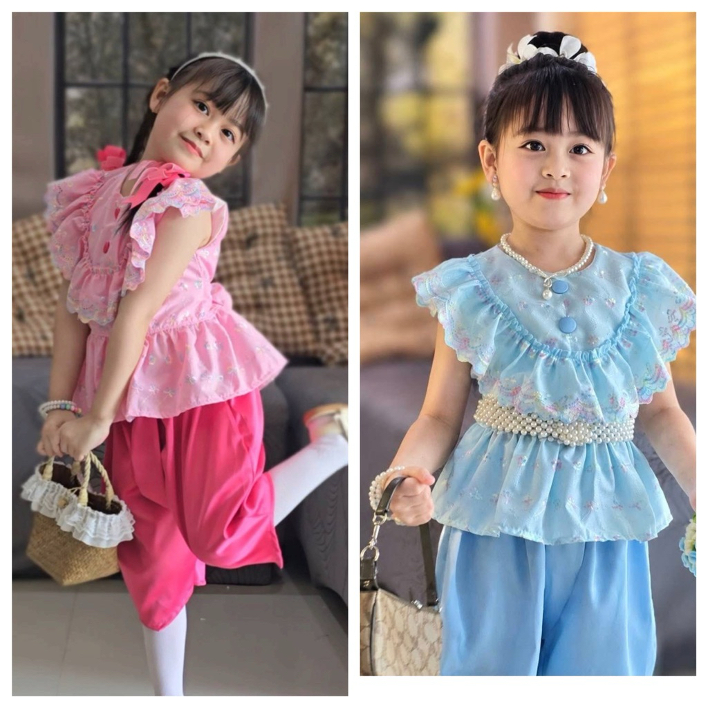 ชุดไทยเด็กผู้หญิง อายุ1-5ปี สวยมาก ผ้าฉลู ผ้าดีมาก