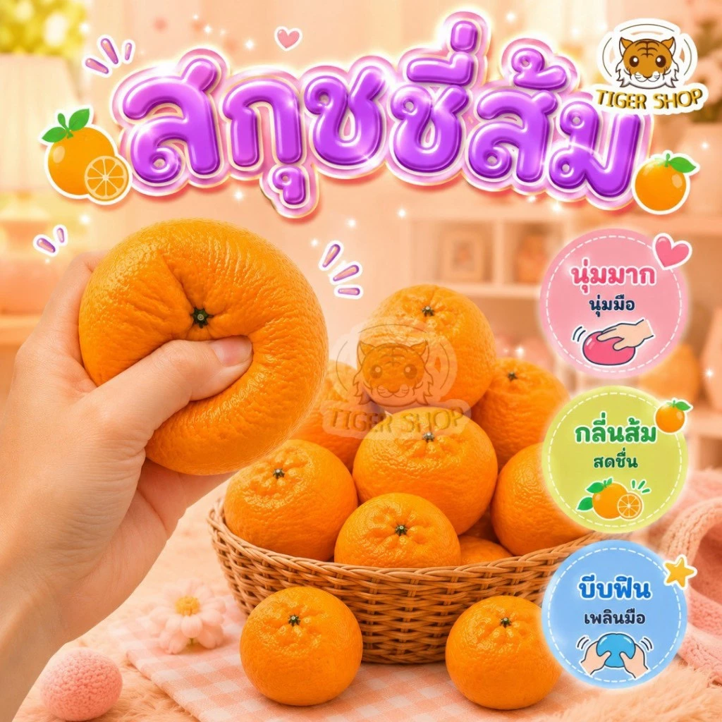 สกุชชี่ส้ม ของเล่นบีบนุ่ม ของเล่นของขวัญสำหรับเด็ก หลากหลายแบบ ของเล่นบีบ สกุชชี่