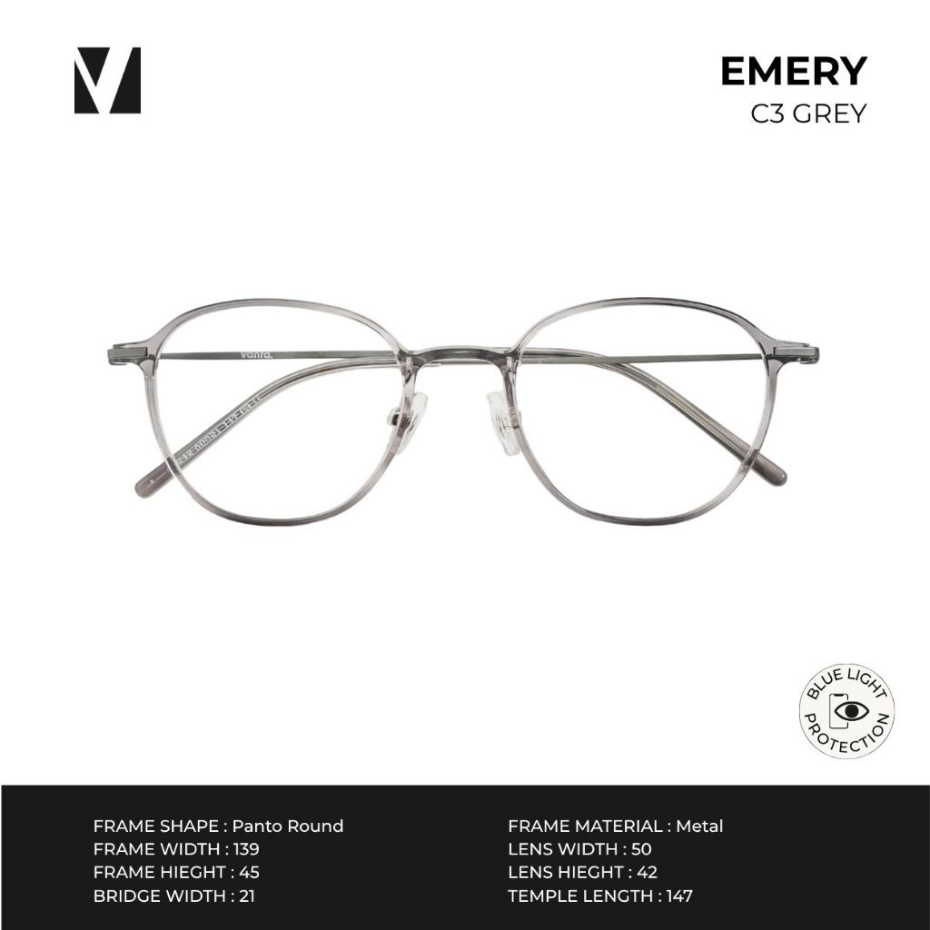 vanta. نظارة EMERY بفلتر أزرق إطار معدني بانتو — صورة 5