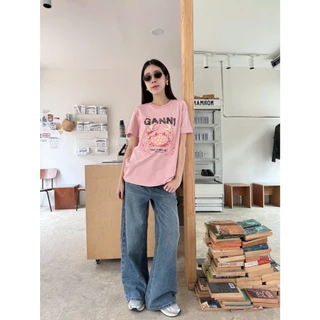 🍊 VL 5367 เสื้อยืดแขนสั้น สีชมพู ผ้าดีใส่สบาย ลายปูน่ารักมากๆ