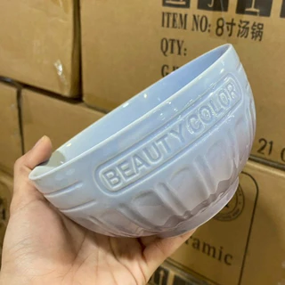 ชามเซรามิคขนาด 6 นิ้ว ชามทรงอ้วน สีพาสเทลน่ารักๆ มินิมอล สีมันเงา เข้าไมโครเวฟได้