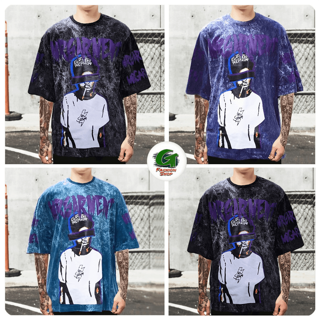 เสื้อยืดโอเวอร์ไซส์ แฟชั่นสตรีทสไตล์สุดฮิป ผ้าคอตตอล 100% ฟอกสี นุ่มๆ ( TSO-332F)