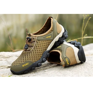Dee_StepShoes รองเท้าลุยน้ำสำหรับผู้ชาย ผ้าตาข่ายระบายอากาศได้ดี ไม่ลื่น สำหรับเดินป่ากลางแจ้ง พื้นยาง36-46