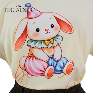 Thealner-AN504 (เซตเสื้อครีมลายกระต่ายกางเกงขาขายน้ำตาล)