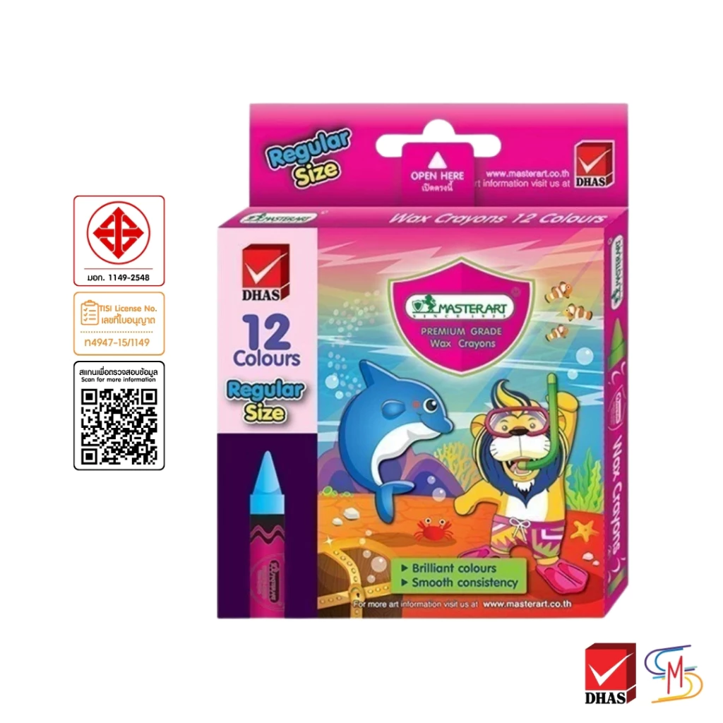 Master Art มาสเตอร์อาร์ต สีเทียน ขนาดกลาง 12 สี จำนวน 1 กล่อง