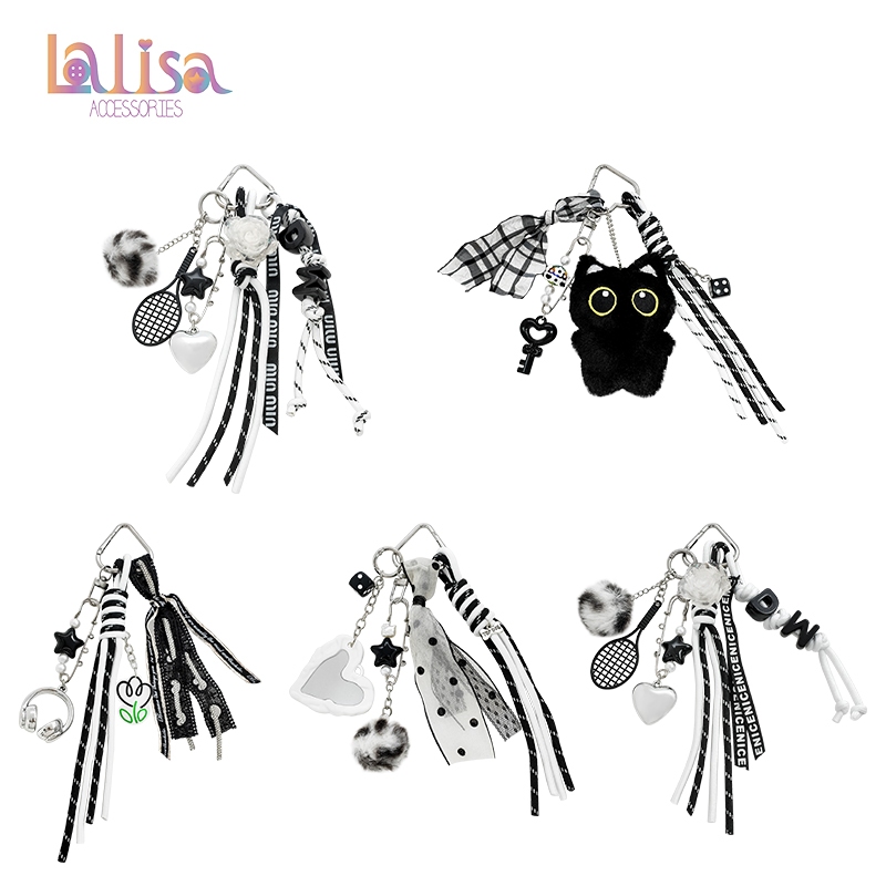 พวงกุญแจห้อยกระเป๋า โทนขาวดำ สไตล์เกาหลี Y2K พวงกุญแจแฟชั่น Bag Pendant TM051-TM055