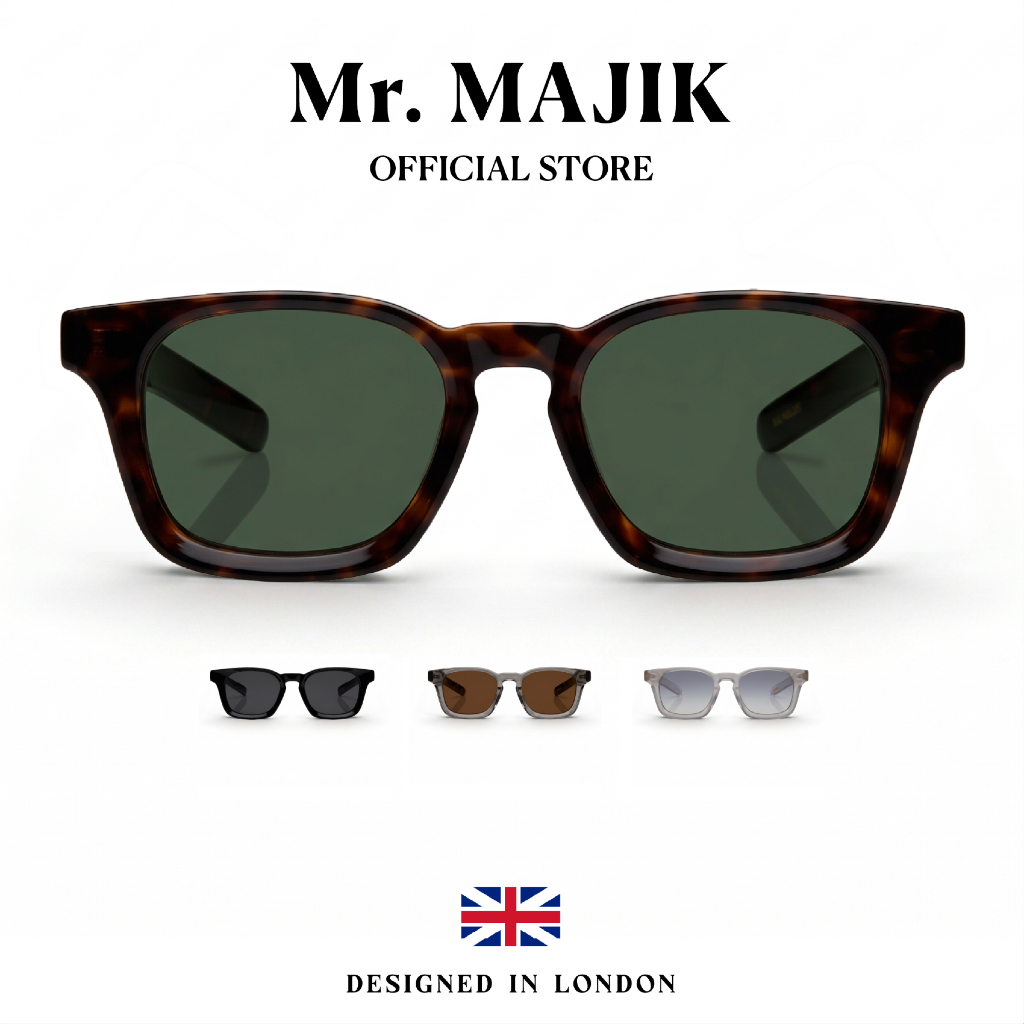 Mr.MAJIK แว่นตากันแดดกีฬา Unisex ทรงสี่เหลี่ยม ขากว้าง กระชับ วินเทจ แฟชั่น UV400 GZ-6