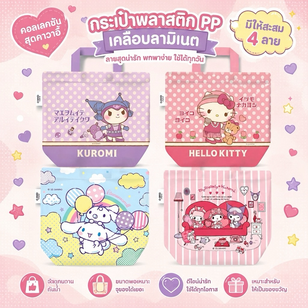 CODE:D กระเป๋าใส่สมุด ลิขสิทธิ์แท้ Sanrio