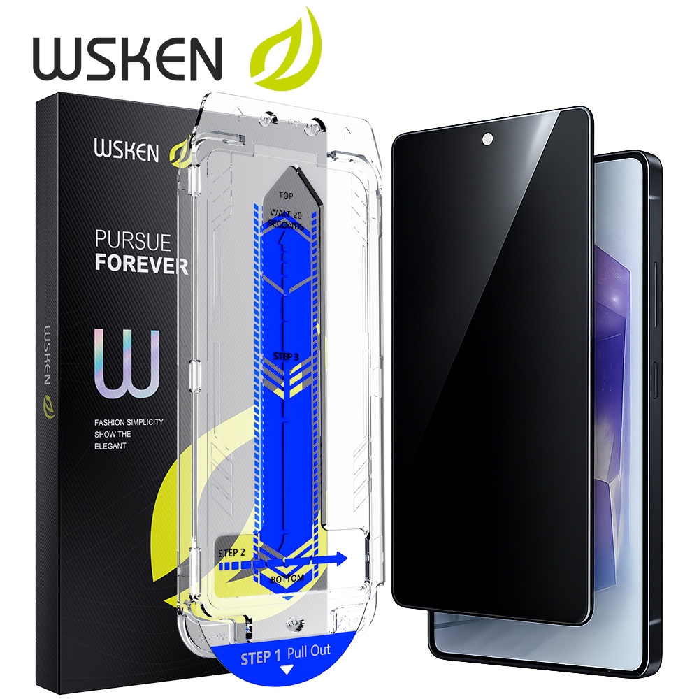 WSKEN 1pcs ขอบใส ฟิล์มกระจก for Samsung Galaxy A57 A56 A55 กันมอง กันตก S25FE S24FE S26Ultra สแกนนิ้วใช้ได้ ไม่มีขอบดำ
