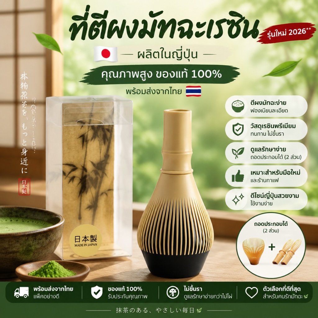 🍵 Resin Chasen Whisk - แปรงเรซิ่น Made in Japan แปรงตีมัทฉะ สินค้านำเข้าจากญี่ปุ่น 🇯🇵