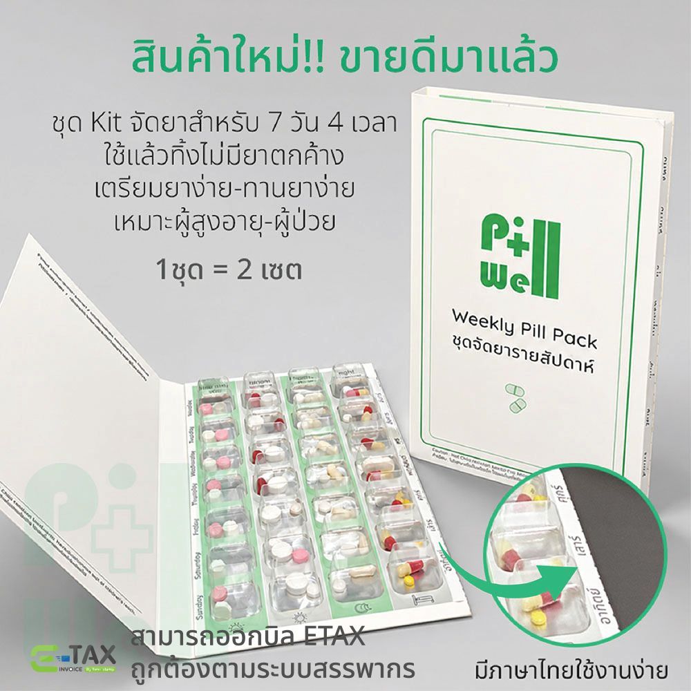 [ขายดี]PillWell_ชุดkitสำหรับจัดยารายสัปดาห์_WeeklyPillPack_1ชุดมีชุดkit2เซต_มีภาษไทย_ผู้สูงอายุใช้เตรียมและทานยาง่าย