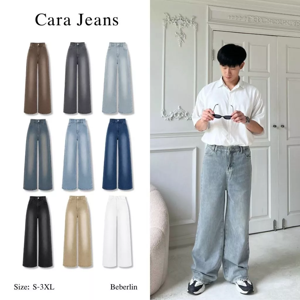 Beberlin กางเกงยีนส์ผู้ชาย ขากระบอกกลาง เฟดสวยเท่ๆ รุ่น Cara jeans / No : 7091