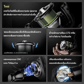 รอกสปินนิ่ง รอกตกปลาEX2000-6000 อัตราทดเกียร์ 5.2:1 แรงเบรก 15 กก โลหะป้องกันสนิม ความเสถียรสูงรอกครบชุด รอกเบท รอดสปินน