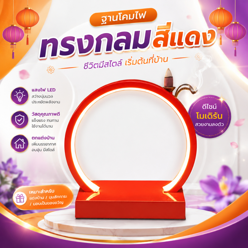 โคมไฟโมเดิร์น ขนาด20เซนติเมตร หิ้งพระโคมไฟLED โคมไฟสีเหลืองทองเฉพาะโคมไฟ