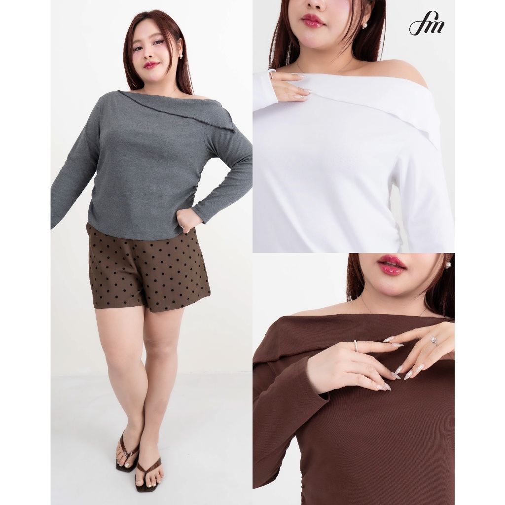 FAMOUS เสื้อแขนยาวปาดไหล่ #FMBL-G3T065