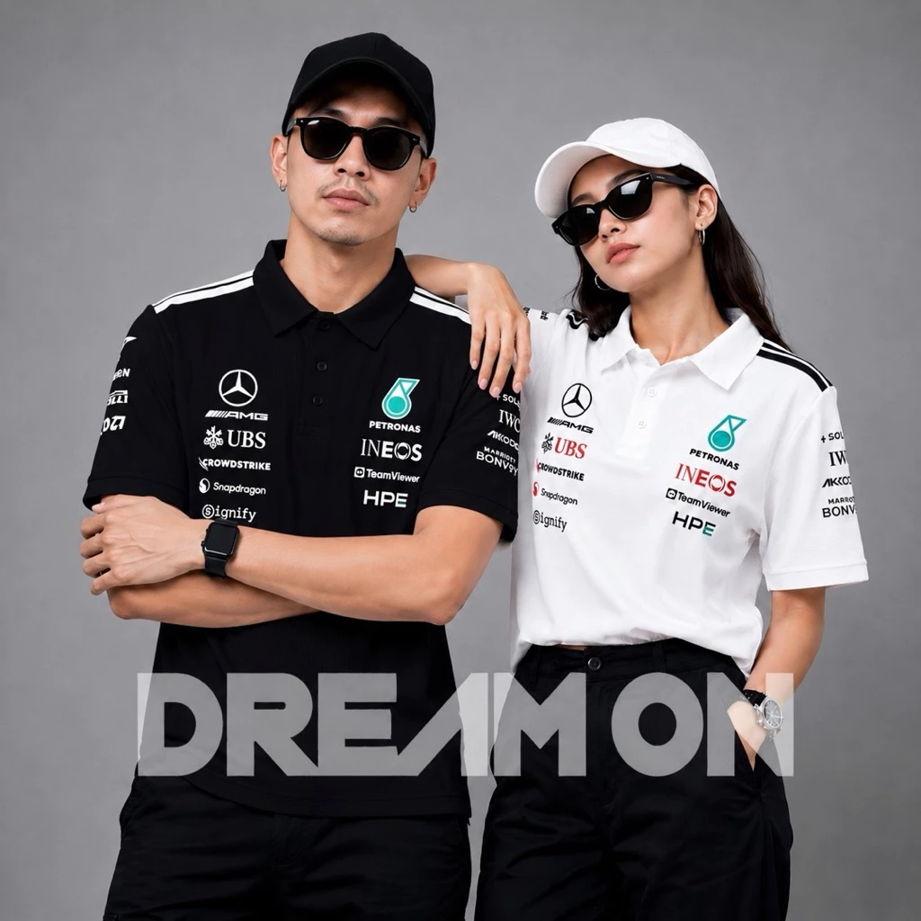 เสื้อโปโล Mercedes 2026 สีดำ สีขาว size xs-3xl