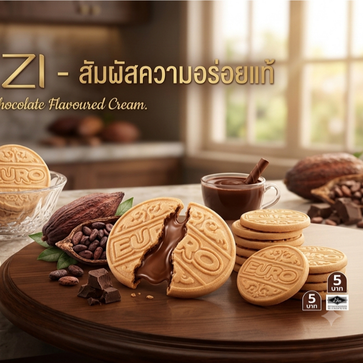 ทิซซี่ เวเฟอร์ 18 กรัม แผ่นกลมสอดไส้ครีมรสช็อกโกแลต กรอบอร่อย เข้มข้นเต็มคำ