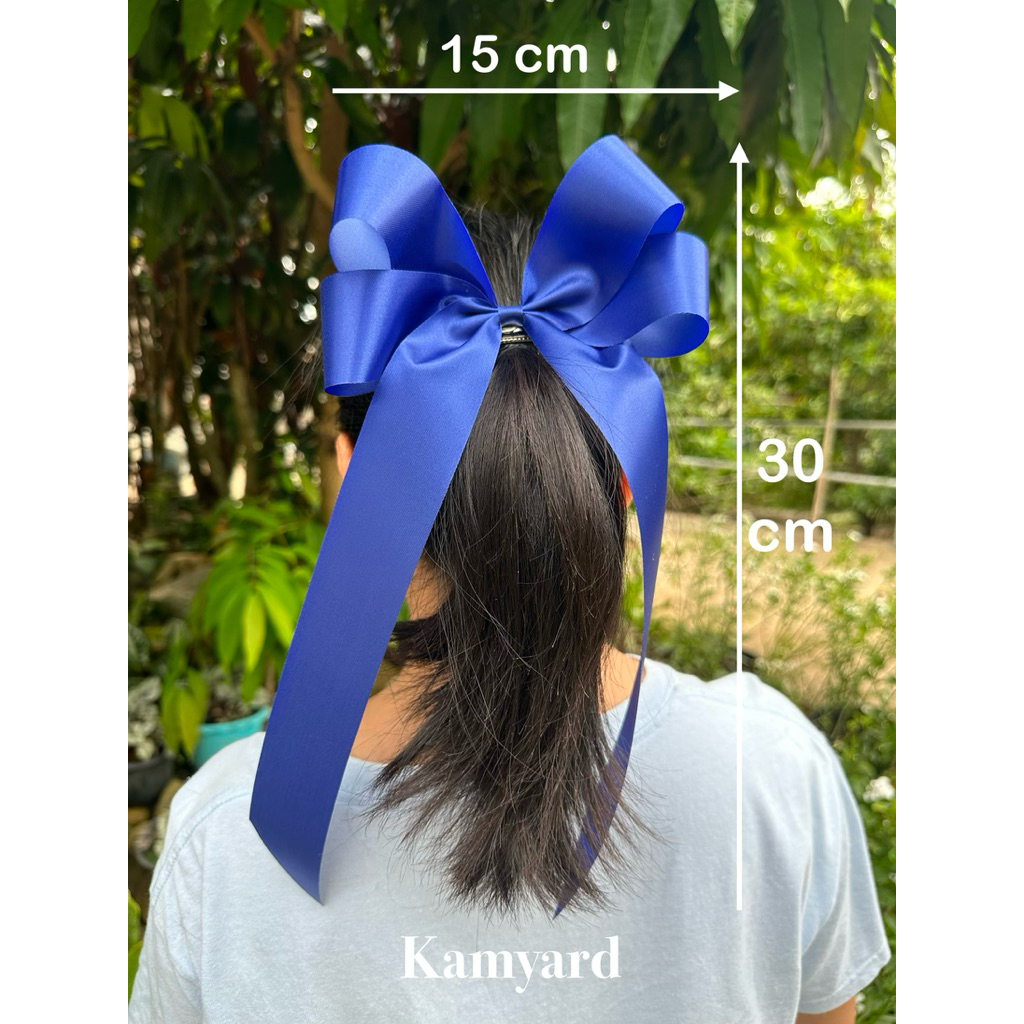 โบว์นักเรียน รุ่นริบบิ้นหางยาว ทรงฟูหูกระต่าย ขนาด 15cm*30cm ริบบิ้นหน้ากว้าง 4cm