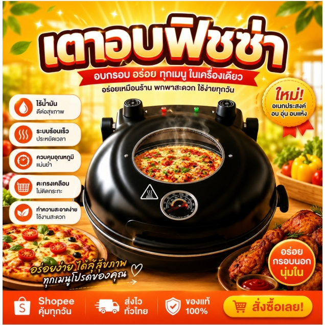 เตาอบพิซซ่า ZB-GY2501ตั้งอุณหภูมิและเวลาได้ เครื่องอบพิซซ่า🧣🧣