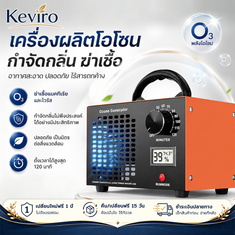 【Keviro】เครื่องผลิตโอโซน ฆ่าเชื้อโรค กำจัดกลิ่นอับ ดับกลิ่นควัน กลิ่นสารเคมี ฟอกอากาศ ไม่มีสารตกค้าง รถ ห้องสัตว์เลี้ยง