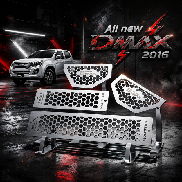 ￼เเผ่นปิดกันหนู All new dmax 2012-2019ชุด 4 ชิ้นสเตนเลสรูกลม PP