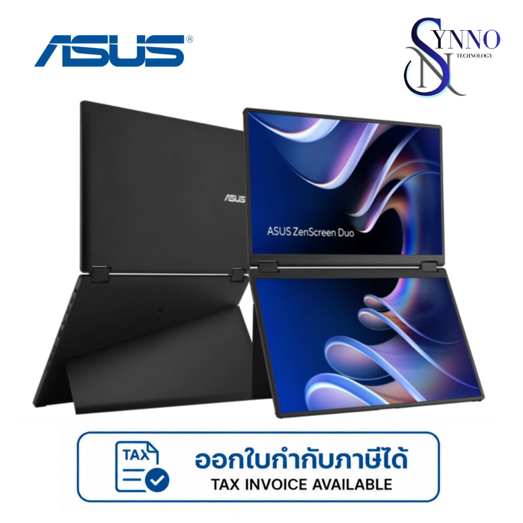 จอภาพพกพา ASUS ZenScreen Duo MB14FCD มีบานพับพับได้ 360° และใช้งานได้ทั้งแนวนอน/แนวตั้ง