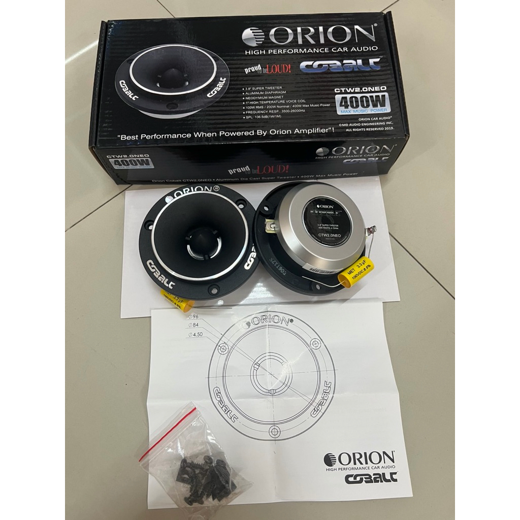 ราคาคู่ละ 3800บาท แหลมจาน4นิ้ว แม่เหล็กนีโอ ยี่ห้อ ORION รุ่น CTW2.0 NEO ORION COBALT CTW2.0 NEO TWE