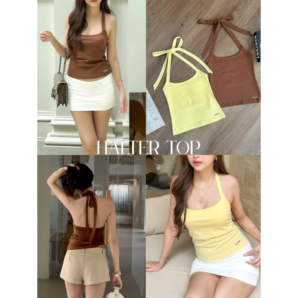 COZY CLUB. - HALTER TOP เสื้อผูกคอตัวยาว ทรงสวยกระชับหุ่น ผ้าหนานุ่มใส่สบาย