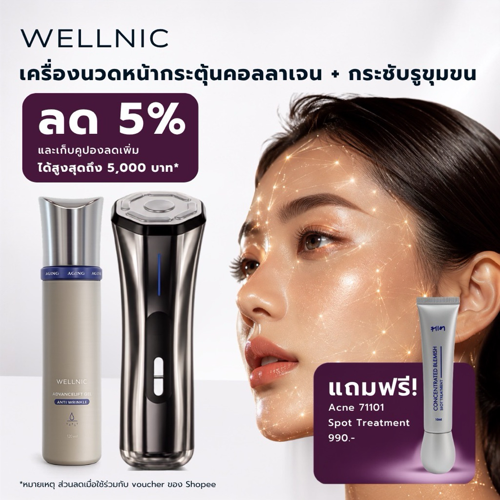 (Pre-order) Wellnic Prime Lift Advance Beauty Device เครื่องนวดหน้า เครื่องนวดยกกระชับหน้า 3 โหมด ยกกระชับ ลดริ้วรอย