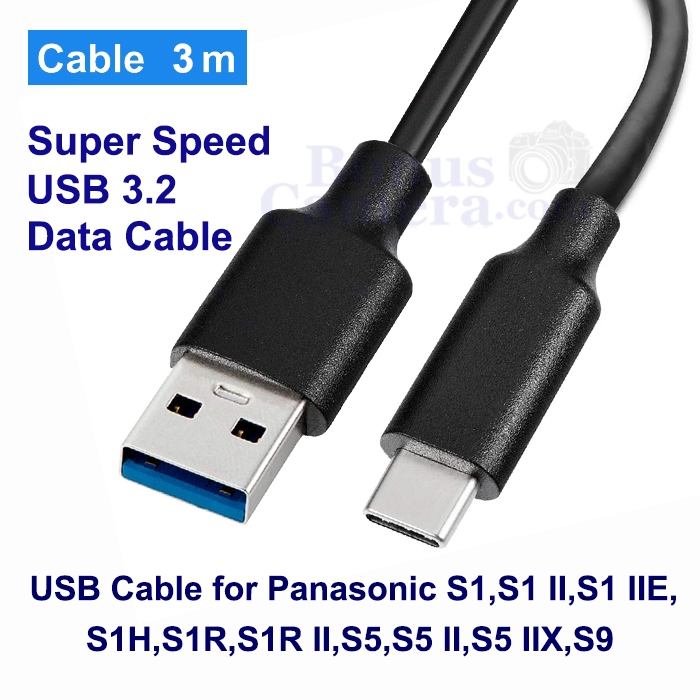 สาย USB 3m ต่อ Panasonic S1,S1 II,S1 IIE,S1H,S1R,S1R II,S5,S5 II,S5 IIX,S9 เข้าคอมฯ Cable for connec