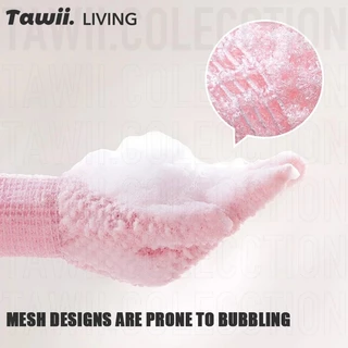 Tawii. ถุงมือขัดผิว ถุงมืออาบน้ํา ขัดผิว ขจัดเซลล์ผิวเก่า ใช้ขณะอาบน้ำ Shower Gloves