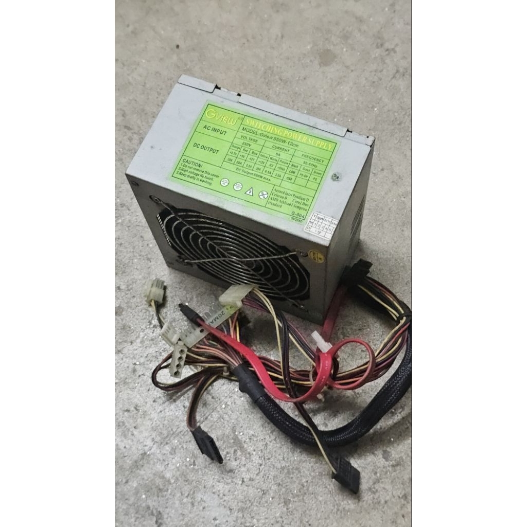 พาวเวอร์ ซัพพลาย 550w-600w ยี่ห้อ GView พัดลม 12 cm มือสอง สภาพดี พร้อมใช้